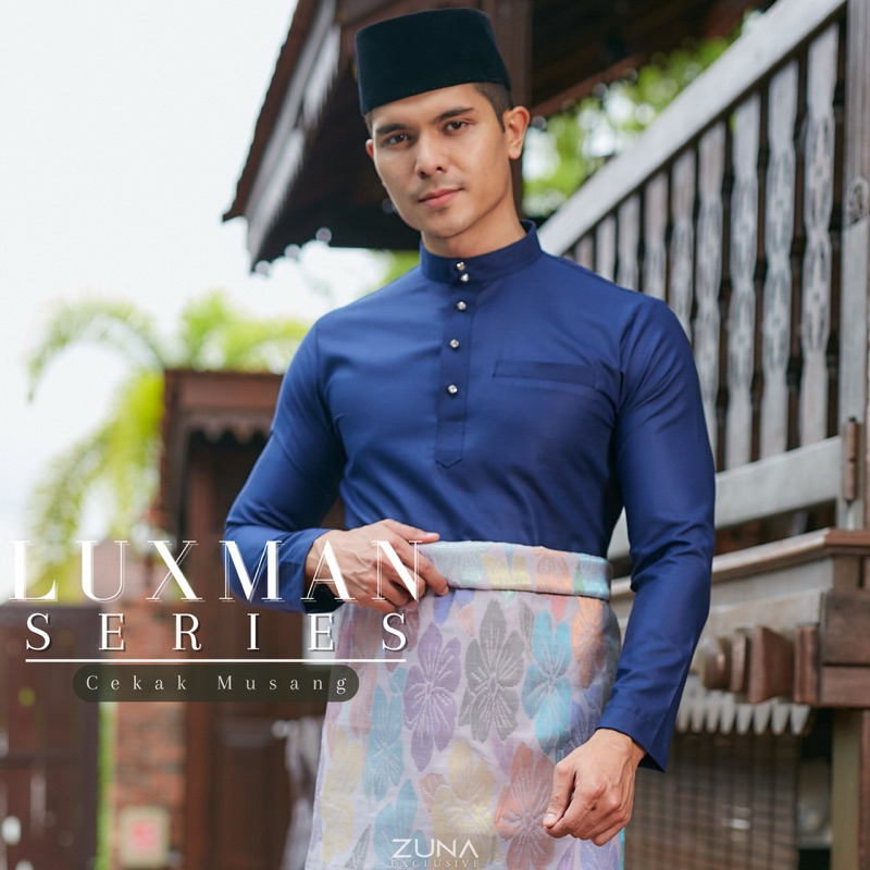 NAVY BLUE Baju Melayu LUXMAN Series (Cek Musang) โดย Zuna Exclusive ผ้าฝ้ายพรีเมี่ยม ใหม่ รายา 2025