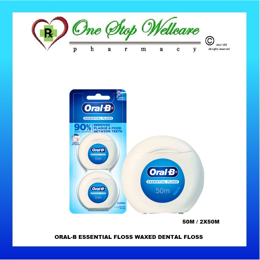 ORAL-B ESSENTIAL FLOSS WAXED DENTAL FLOSS 50M / 2X50M