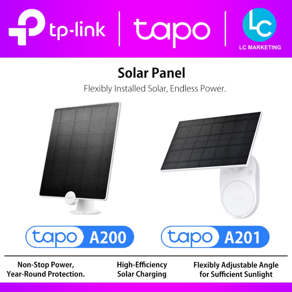 TP-Link Tapo A200 / Tapo A201 แผงโซลาร์เซลล์สําหรับ Tp-link แบตเตอรี่กล้อง Tapo C400 C410 C420S1 C42