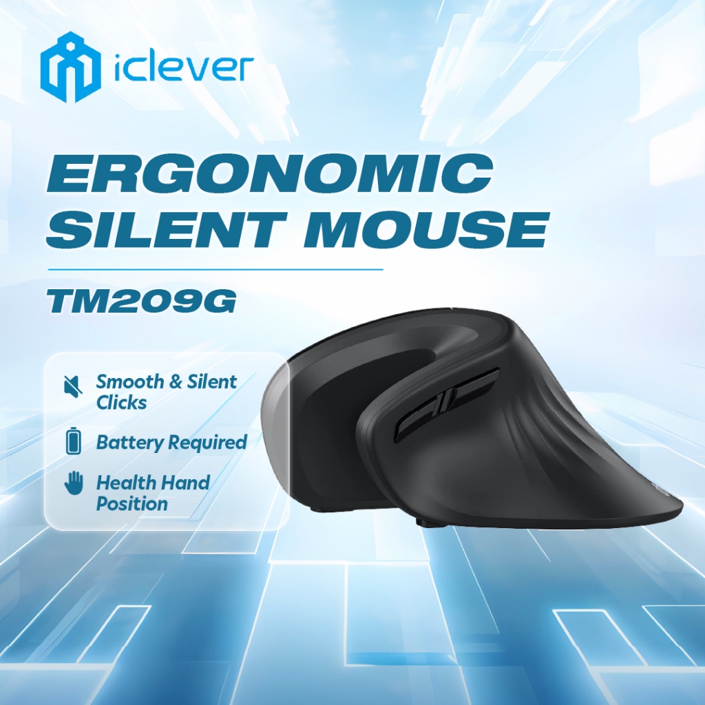 IClever Ergonomic Mouse - เมาส์แนวตั้งไร้สาย 6 ปุ่มพร้อม DPI ที่ปรับได้สบาย