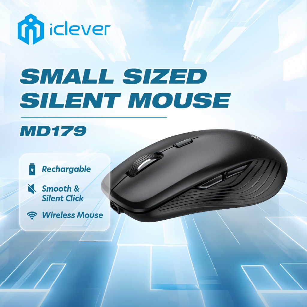 IClever MD179 เมาส์บลูทูธไร้สาย โหมดคู่ เมาส์แบบชาร์จไฟได้ เมาส์หลายอุปกรณ์สําหรับมือขนาดเล็ก