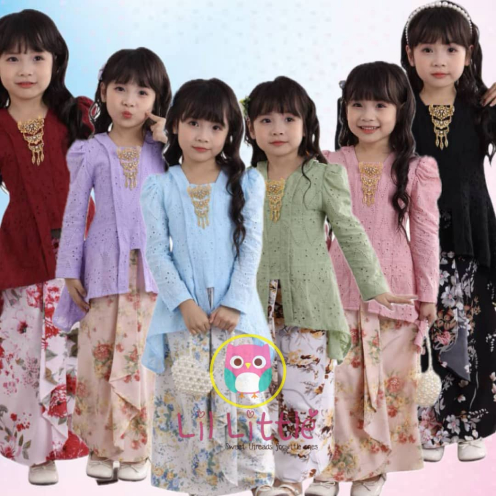 Lil Little BK88 Baju Raya 2025 Baju Kurung Girls Modern Kebaya Raya Baju Kurung Children