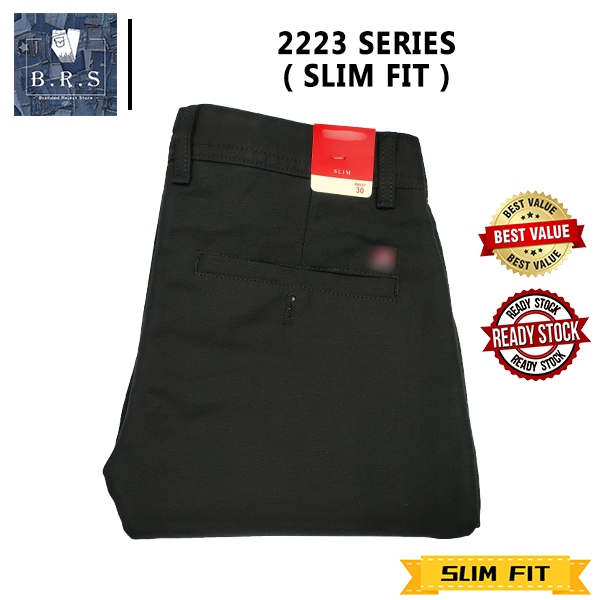 2223 SERIES ( SIZE 28-38 ) ผู้ชาย STRETCHABLE SLACK SLIM FIT COTTON SLACK / SELUAR PANJAANG SLACK LE