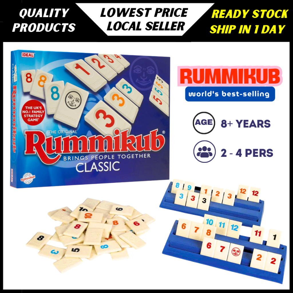 Rummikub Classic Edition Board Game Rummy & Mahjong Card Numbering Game Fun for Friends Family 拉米麻牌4