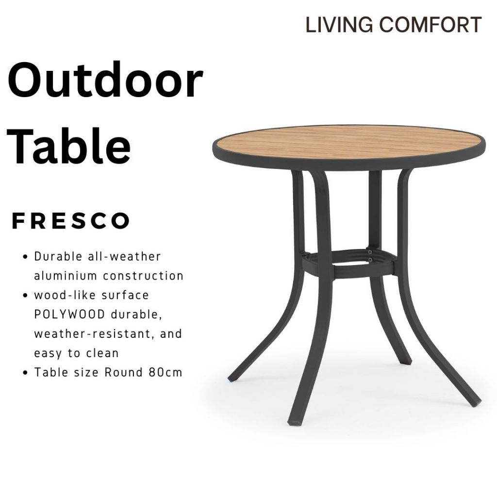 FRESCO Round 800mm Outdoor Garden Balcony Aluminum Table