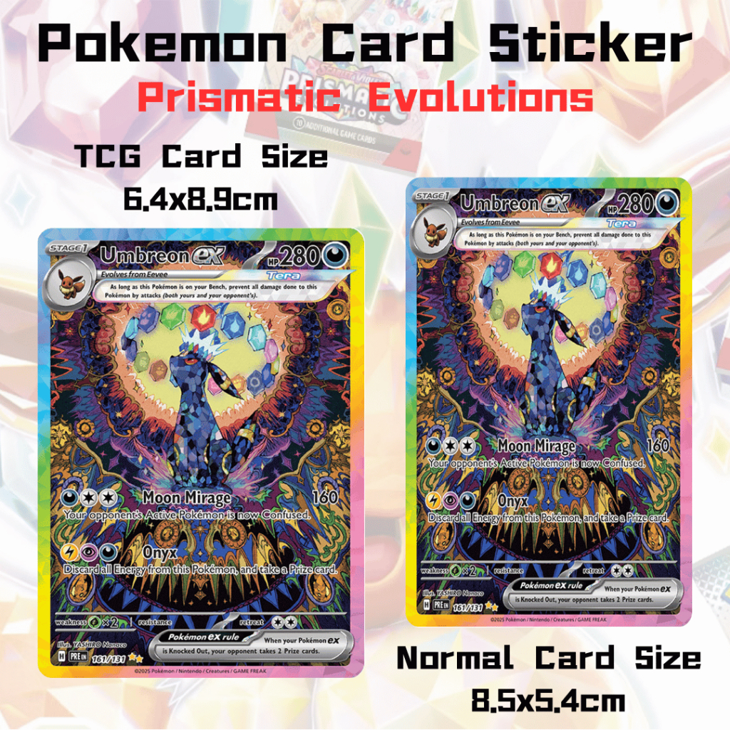 Pokemon Prismatic Evolutions-Card Sticker/TCG Size Card Sticker Cover