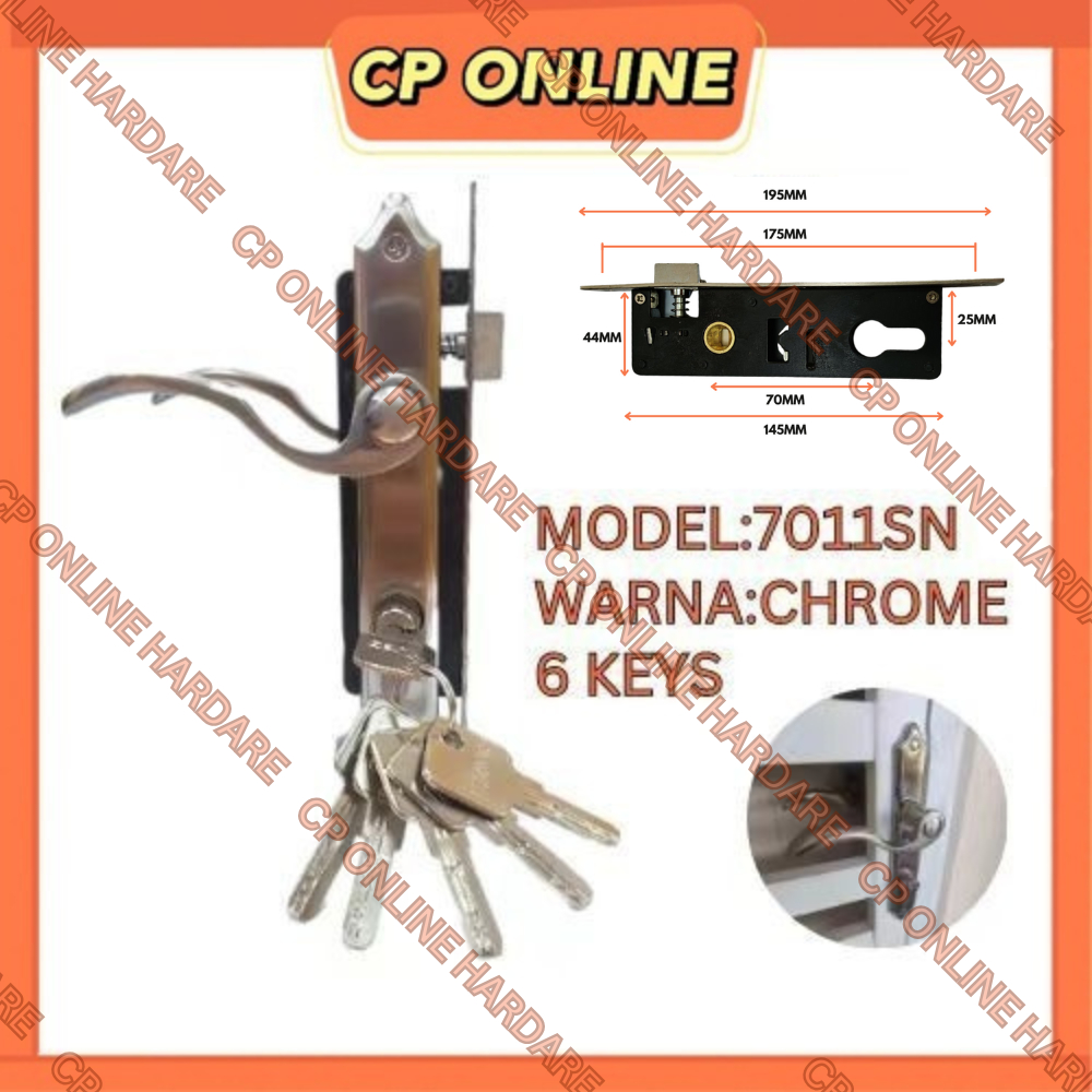 CP ONLINE Mortice Lock Grill Lock ชุดล็อคประตู ล็อคมือจับ Pagar Lock Kunci Grill Pintu Rumah Tombol 