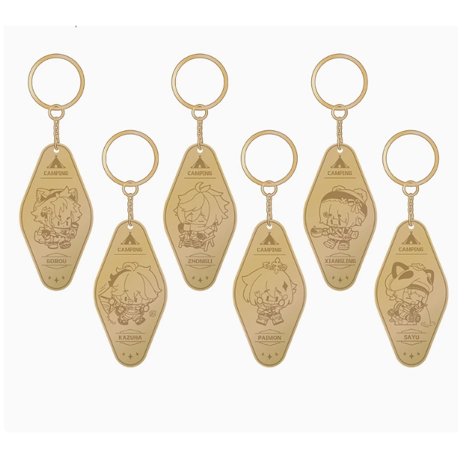 Genshin Impact Leisure Camping Theme Series พวงกุญแจโลหะ