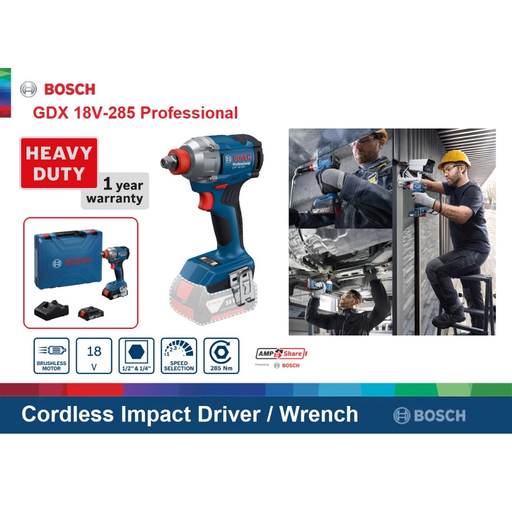Bosch GDX 18V 285Nm BL-Motor Cordless Impact Driver/ประแจ