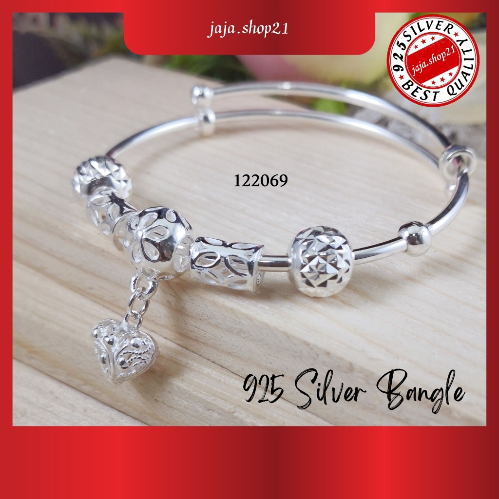 925纯银爱心手手链 (สร้อยข้อมือ122069) กําไลข้อมือ 925 Silver Love Heart สําหรับผู้หญิง Gelang Tangan Hati P