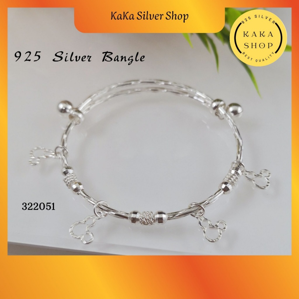 กําไลข้อมือมิกกี้เงิน 925 สําหรับผู้หญิง (322051) กําไลข้อมือ Gelang Tangan Miki Perak 925