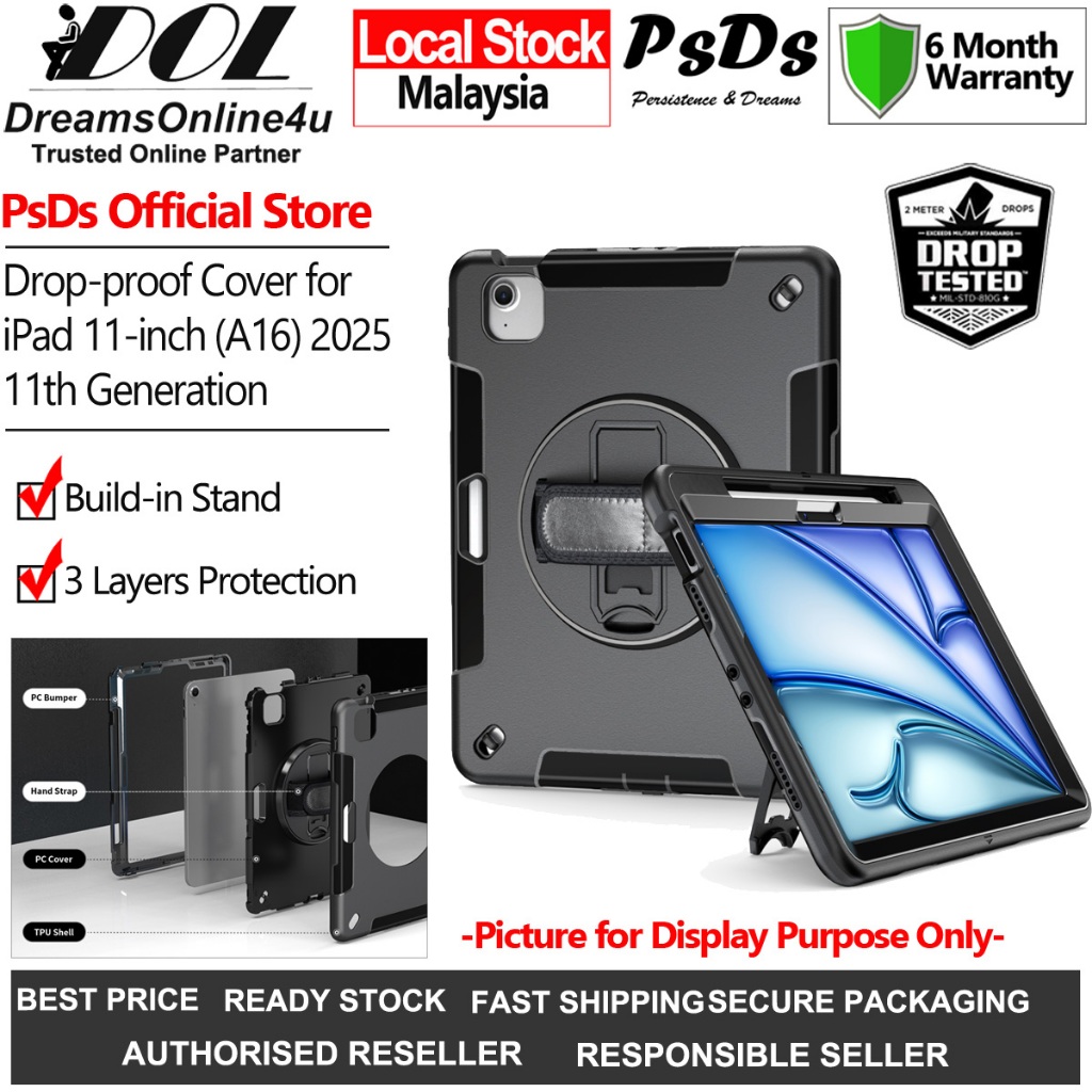 PsDs iPad 11 นิ้ว A16 2025 11th Gen Flying Wheel 3 ชั้นทหาร Drop-Proof Protection Case Cover