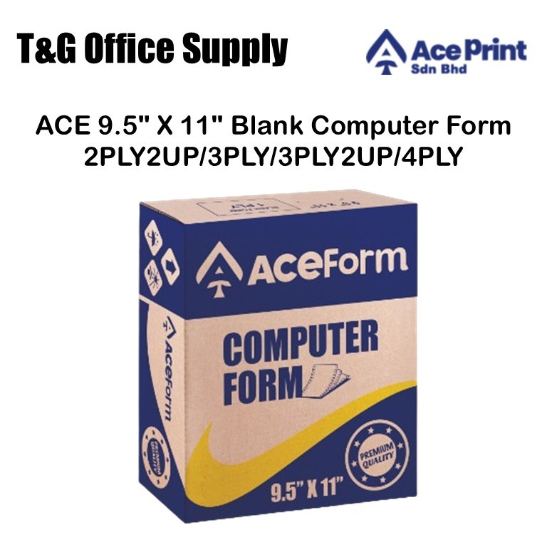 ACE ACE 9.5" X 11" คอมพิวเตอร์เปล่า แบบ 2PLY2UP/3PLY/3PLY2UP/4PLY