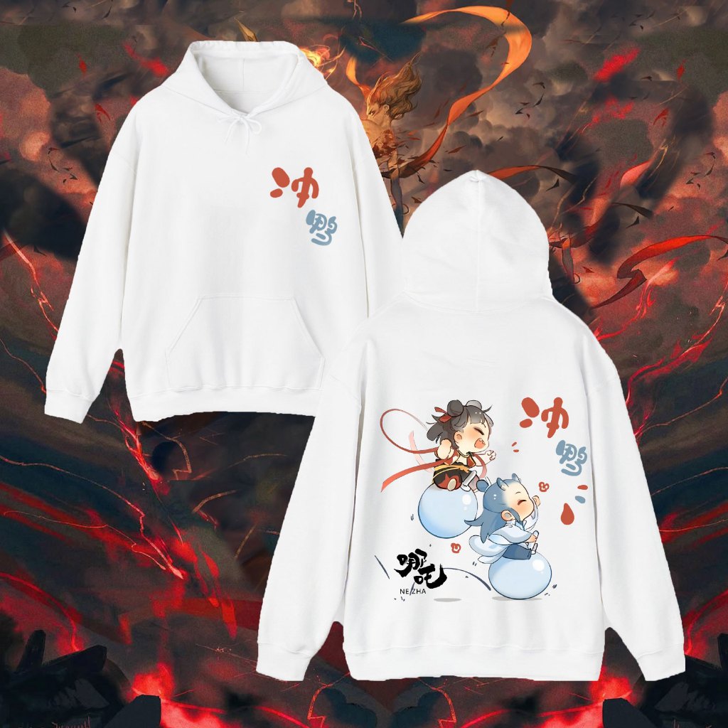 Nezha2 Unisex พิมพ์เสื้อผ้า Hoodie Nezha การ์ตูนพิมพ์ Nezha Unisex ผ้าฝ้ายหลวมเสื้อแขนยาว