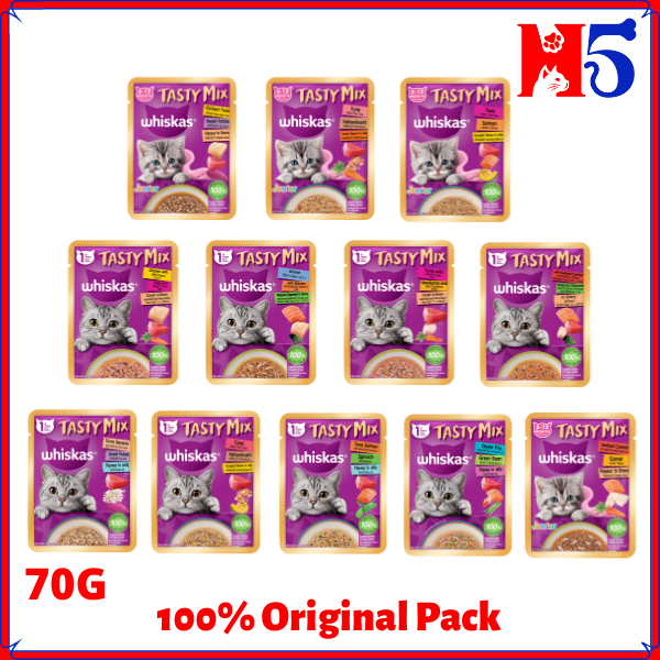 WHISKAS เทสตี้มิกซ์ เพาช์ 70G อาหารแมวเปียก/ มาคานัน คุด/ อาหารสัตว์เลี้ยง ราคา ถูกที่สุด ดีลบีเคเค