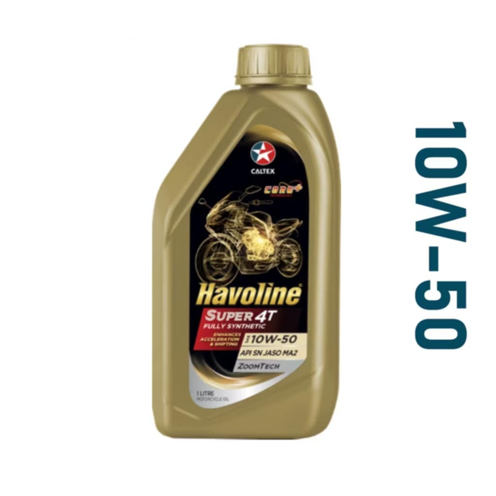 CALTEX Havoline Super 4T 10w-50 น้ํามันเครื่องมอเตอร์สังเคราะห์แท้ (1L)