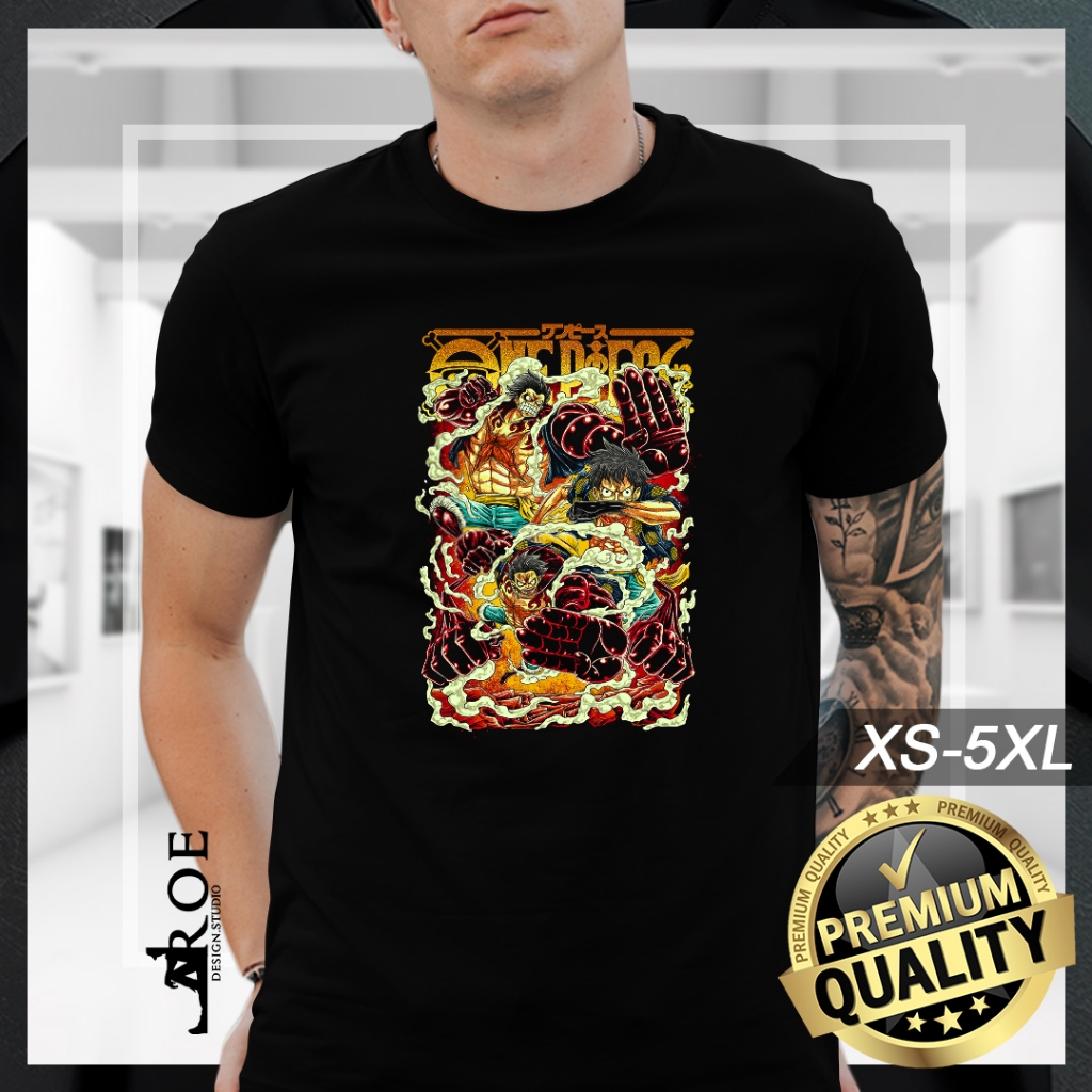 🔥 Baju Tshirt ONE PIECE LUFFY GEAR 4TH ANIME Unisex + พลัสไซส์ 🔥