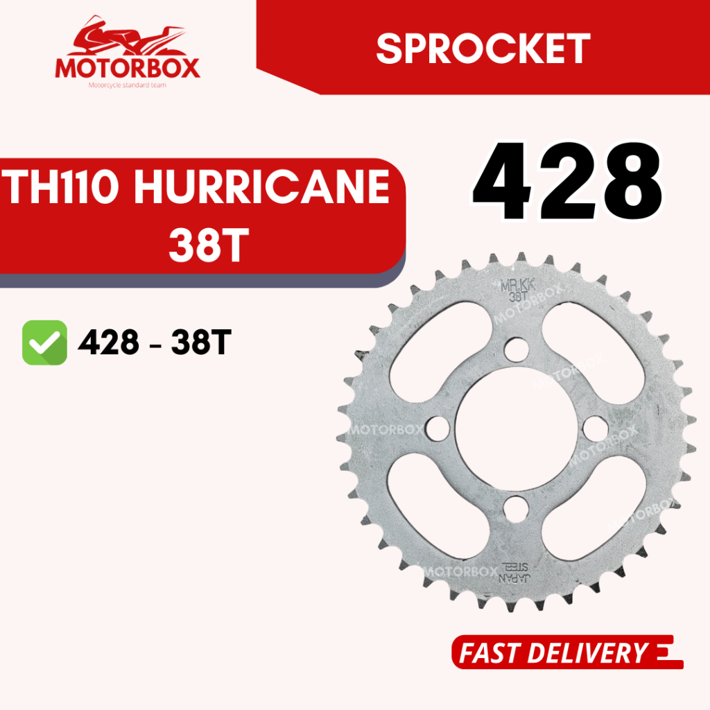 TH110 HURRICANE 428 REAR SPROCKET - 38T SPOKET SPOCKET BELAKANG HONDA TH 110 HURICANE