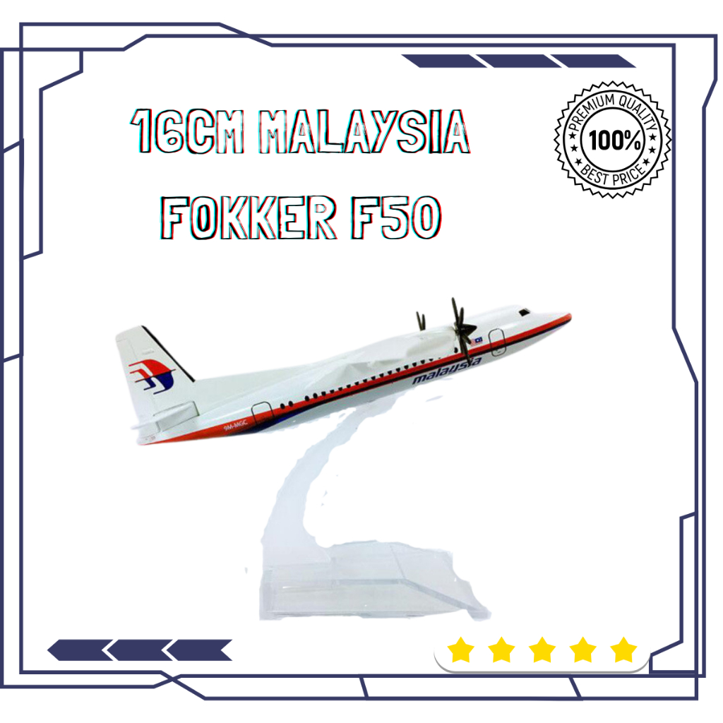 KOLEKSI KAPAL TERBANG DIECAST PESAWAT 16 ซม. AIRLINES MAS FOKKER F50 9M โลหะ AIRCRAFT REPLICA PLANE 