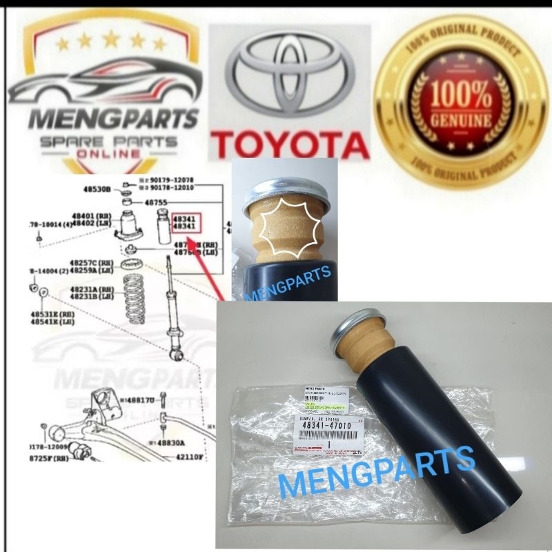 % TOYOTA ALTIS 2003Y-2020Y ฝาครอบ ABSORBER ด้านหลังพร้อม DAMPER SARUNG ABSORBER * ราคา 1PC** 48341-4