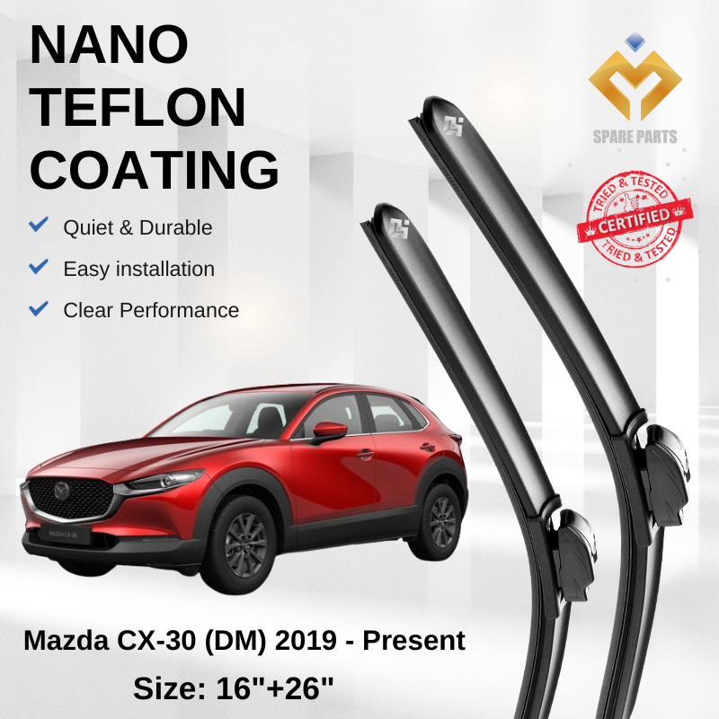 Mazda CX30 2019 Premium Japan Tech ใบปัดน้ําฝนรถยนต์ 16+26 Streak-Free ทนทาน ติดตั้งง่าย + ฟรีผ้า Mi