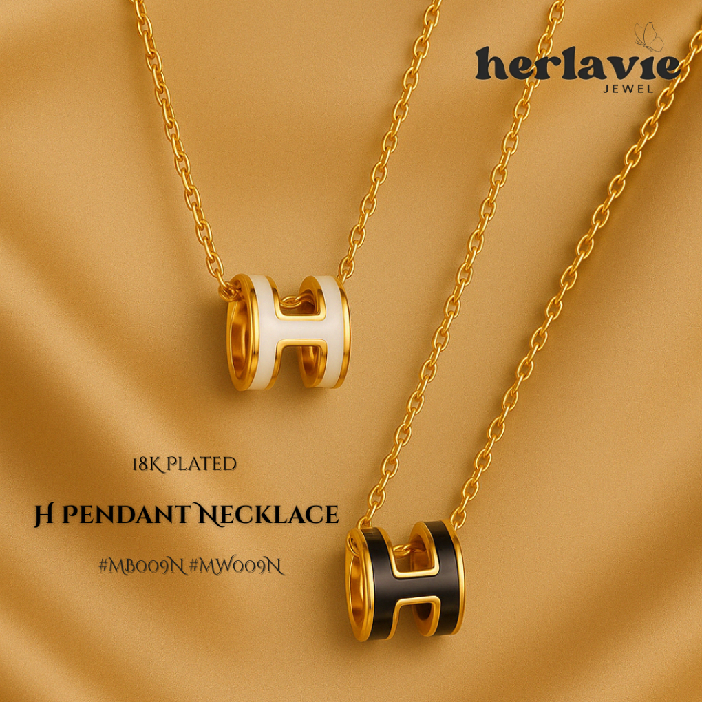 Herlavie Jewelry สร้อยคอชุบ 18K H จี้สร้อยคอเครื่องประดับหรูหราสําหรับผู้หญิง