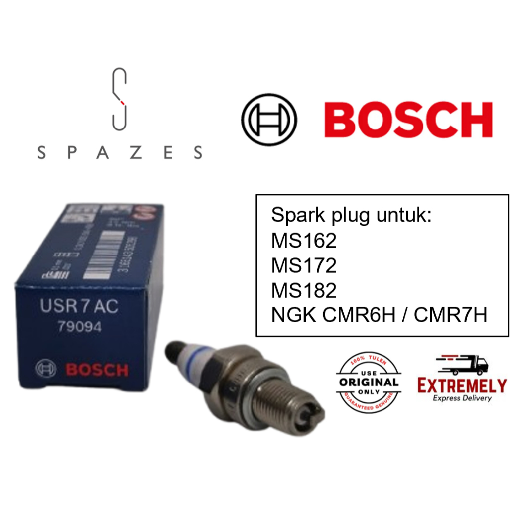 หัวเทียน Bosch USR7AC สําหรับ STIHL MS162 MS172 MS182 Palam Pencuh Chainsaw STIHL ใหม่