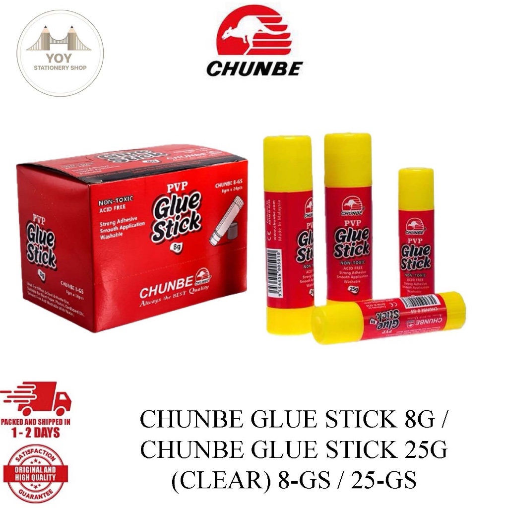 CHUNBE GLUE STICK 8G / CHUNBE GLUE STICK 25G (CLEAR) 8-GS / 25-GS (ARTLINE GLUE STICK ALTERNATIVE)
