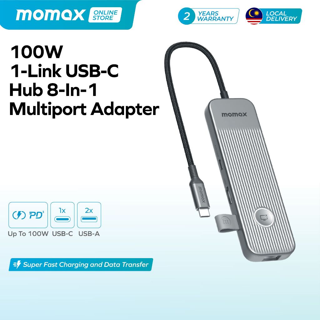 Momax 1-Link USB-C Hub 8 In 1 Multiport Adapter