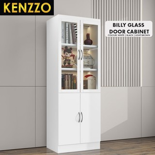Almari Buku Bertutup Pintu Transparent | Bookshelf / Display Cabinet Material Kayu - Billy - KENZZO