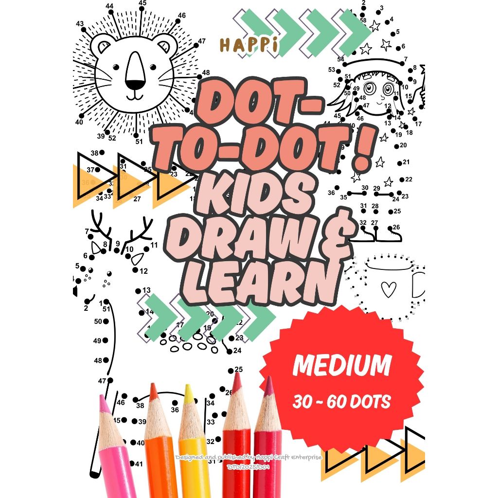 [Happi]60pg PDF Kids Learn Color Fun Education Book Dot-To-Dot Kanak-kanak - Mewarna