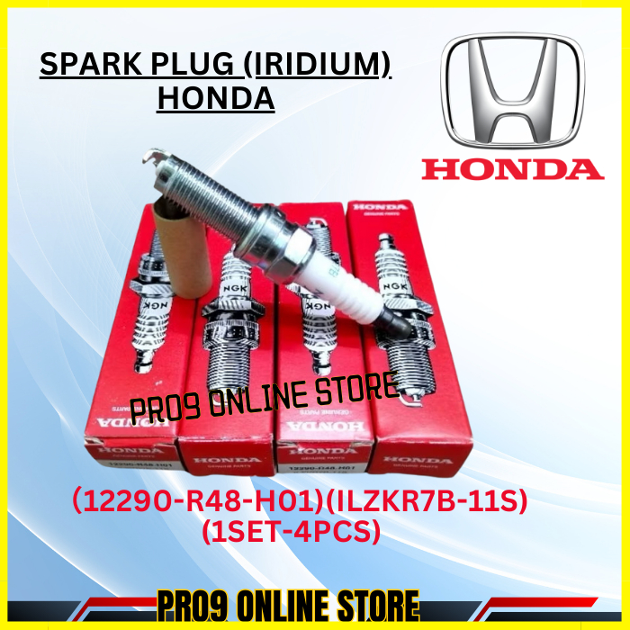 หัวเทียน Honda Iridium สําหรับ Accord, Civic, CRV, Fit, City 12290-R48-H01 (NGK ILZKR7B-11S) (1SET-4