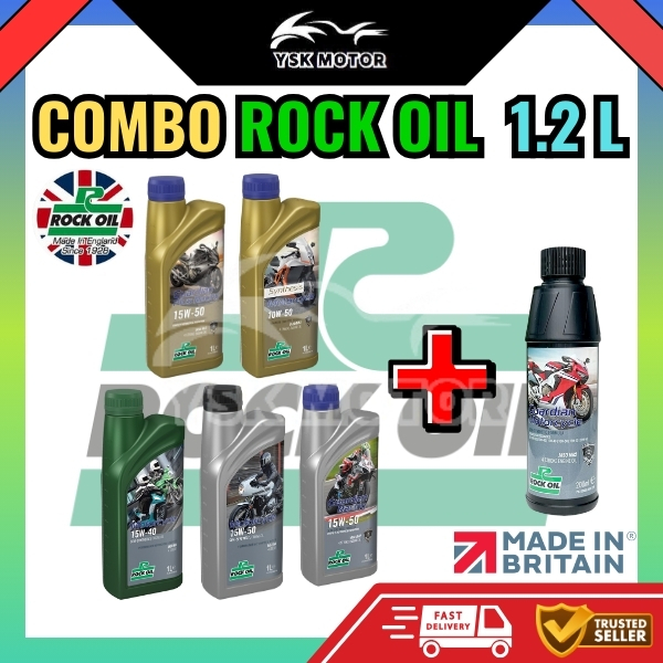 ROCK OIL COMBO 1.2L MINYAK ENJIN มอเตอร์ 4 จังหวะ SEMI DAN FULLY 10W50 15W40 15W50