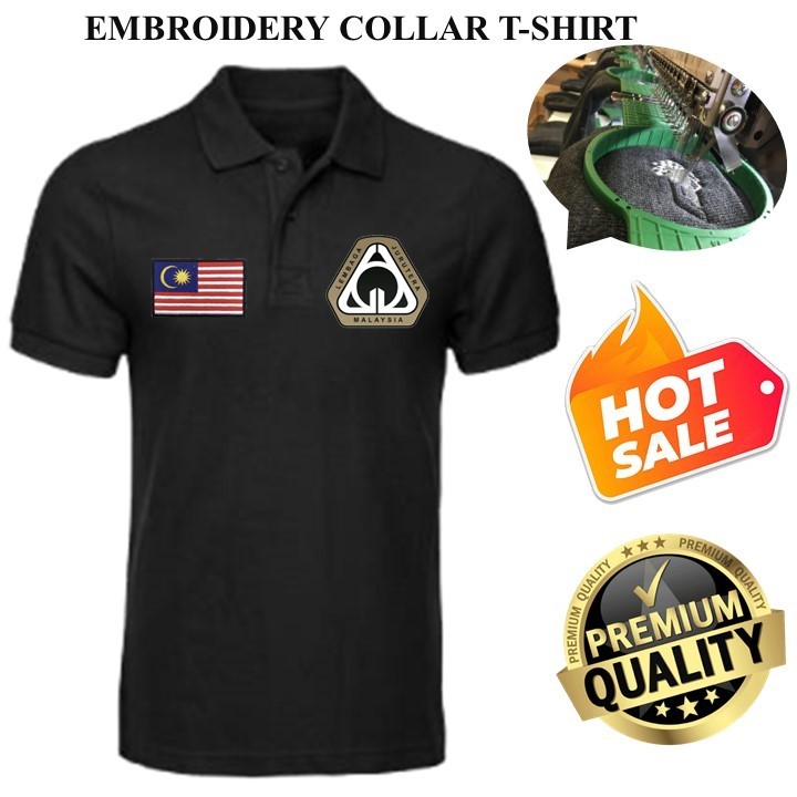 EMBROIDERY SULAM BEM ENGINEER & FLAG BLACK COLLAR SHIRT