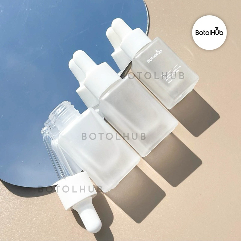 10ml 15ml Frosted Square Dropper พร้อมแหวนสีขาวและยาง GB137