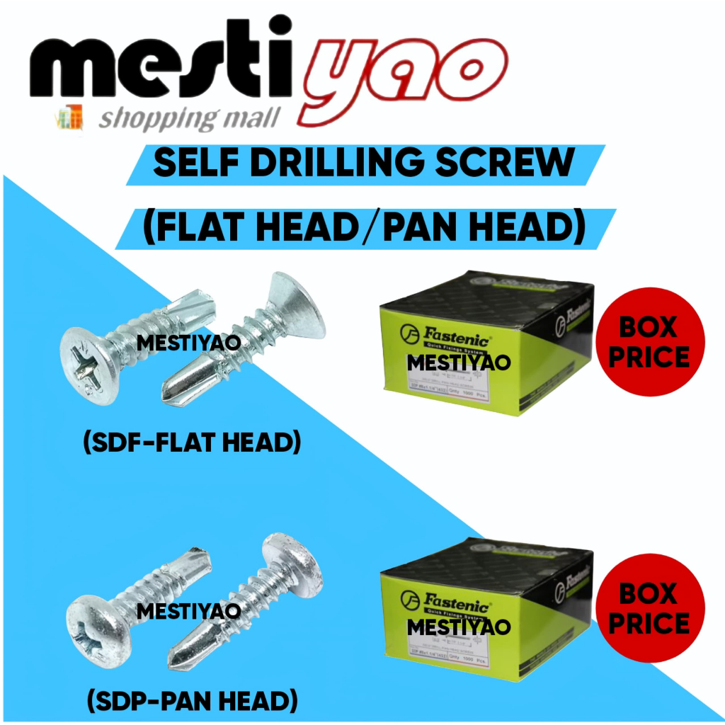 (กล่อง) PAN HEAD, FLAT HEAD SELF DRILLING SCREW/SCREW SHERA/SKRU SHERA/SCREW BESI