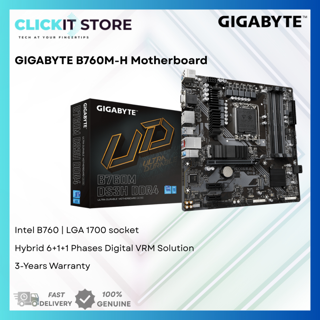 เมนบอร์ด GIGABYTE B760M DDR4/DDR5 INTEL B760 CHIPSET