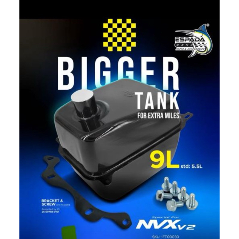 ESPADA NVX155 V2 9 LITER 9.0 LITER PETROL FUEL TANK ( METAL) EXTRA BIG 3.5 LITER