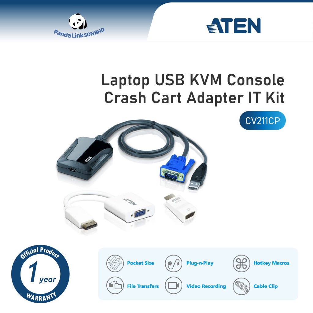 ATEN CV211CP แล็ปท็อป USB KVM คอนโซล Crash Cart Adapter IT Kit