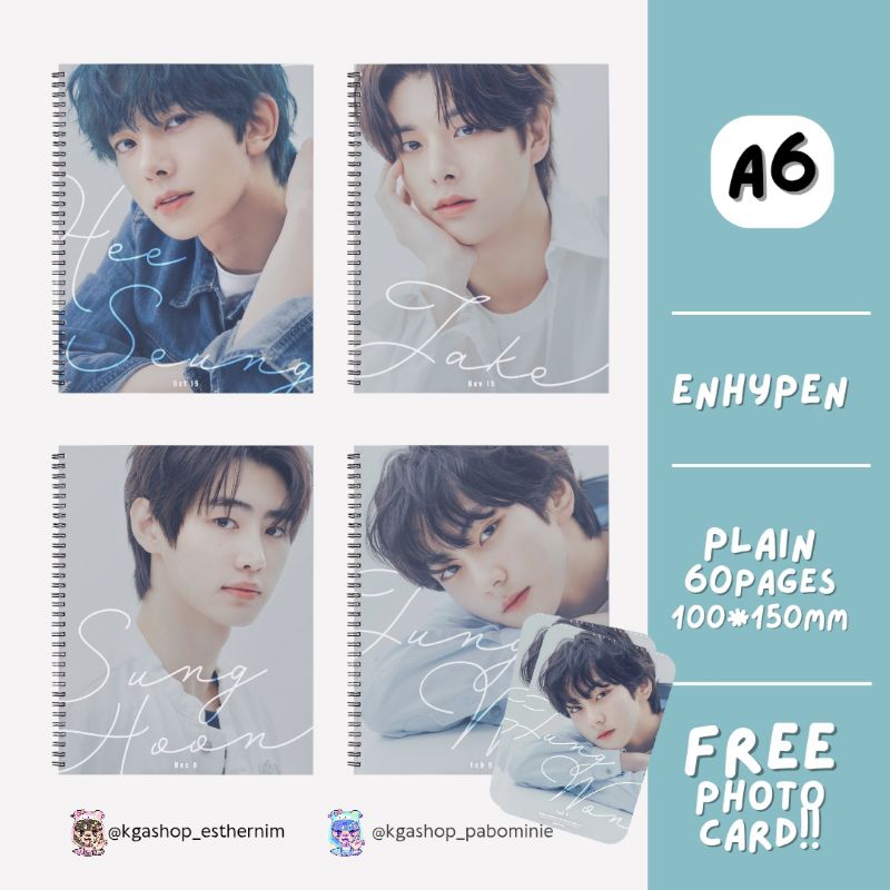 [ENHYPEN] A6 NOTEBOOK BIRTHDAY ENHYPEN NIKI SUNOO JAY JAKE JUNGWON HEESEUNG SUNGHOON PHOTOCARD