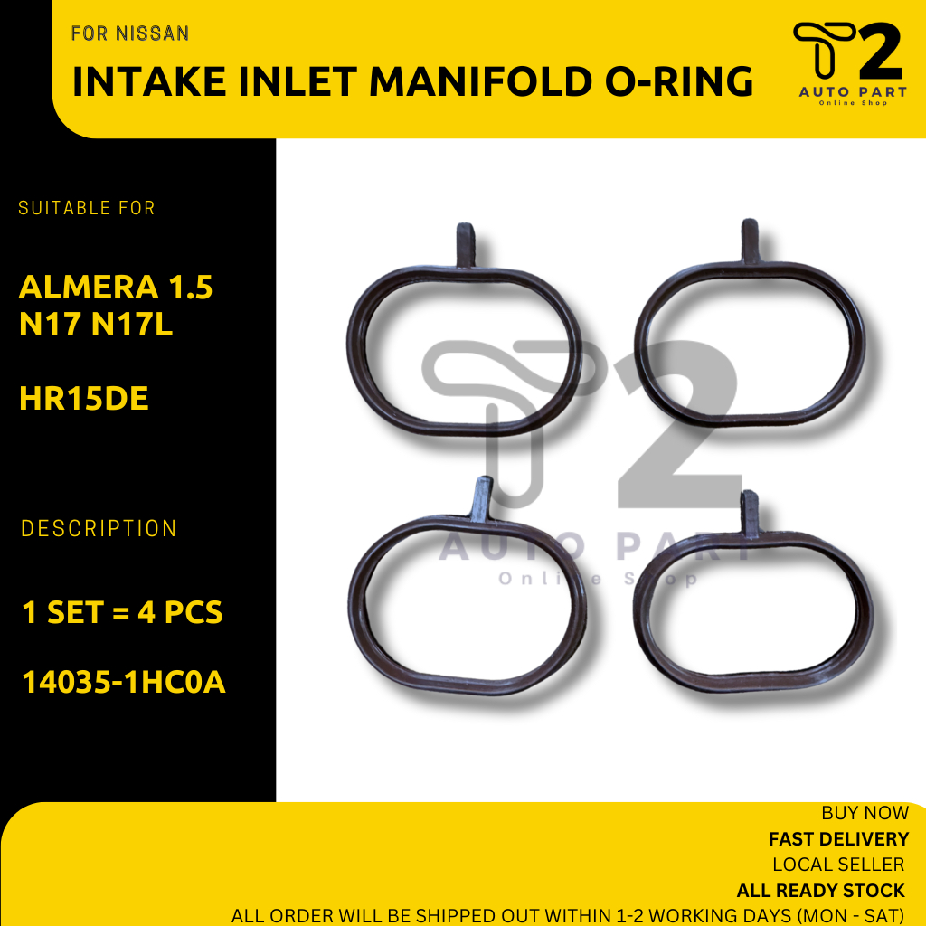 T2 NISSAN ALMERA 1.5 N17 N17L HR15DE 2013 ถึง 2020 INLET MANIFOLD ORING TAKE MANIFOLD O-RING 14035-1