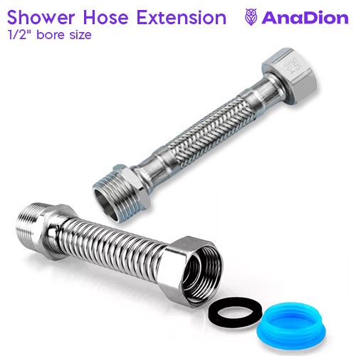 1/2" bore Shower Wire Bellow และ Wire Braided Hose Extension เหมาะสําหรับ Philips AWP1775 / AWP1775CH Shower Filter