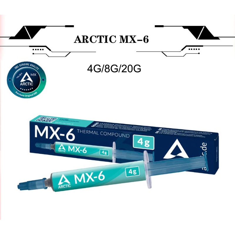Arctic MX-6 / MX-4 Thermal Compound 4G/8G/20G ซิลิโคนวางความร้อนอ่างล้างจานโปรเซสเซอร์ CPU GPU Coole