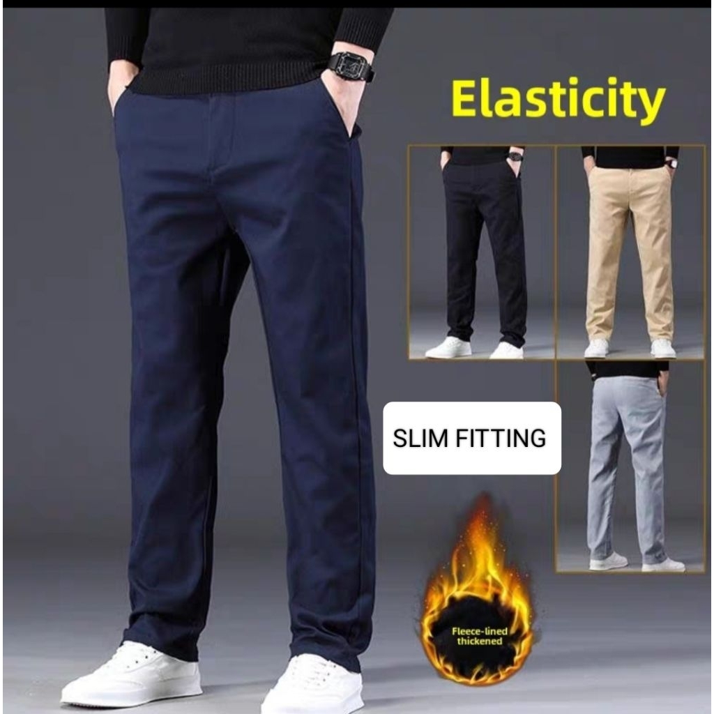 กางเกงลําลองผู้ชาย tim chino seluar slack cotton