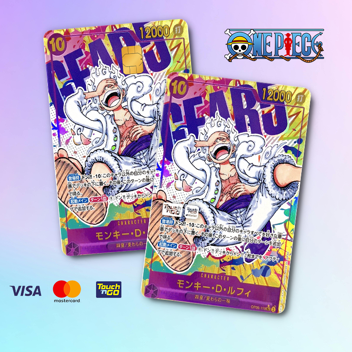 ONE PIECE TCG LUFFY - TOUCH N GO STICKER CARD / ฝาครอบสติ๊กเกอร์ ATM, การ์ด TNG, การ์ด ATM