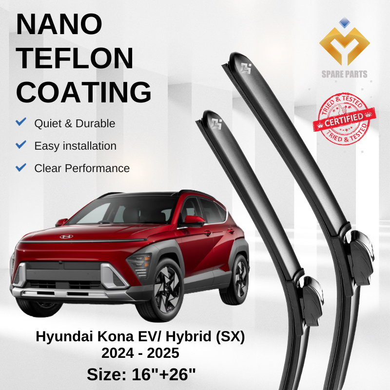 Hyundai Kona EV/Hybrid (SX) 2024 - 2025 Premium Japan Tech Car Wiper Accessories 16+26 Type 02 Clip-