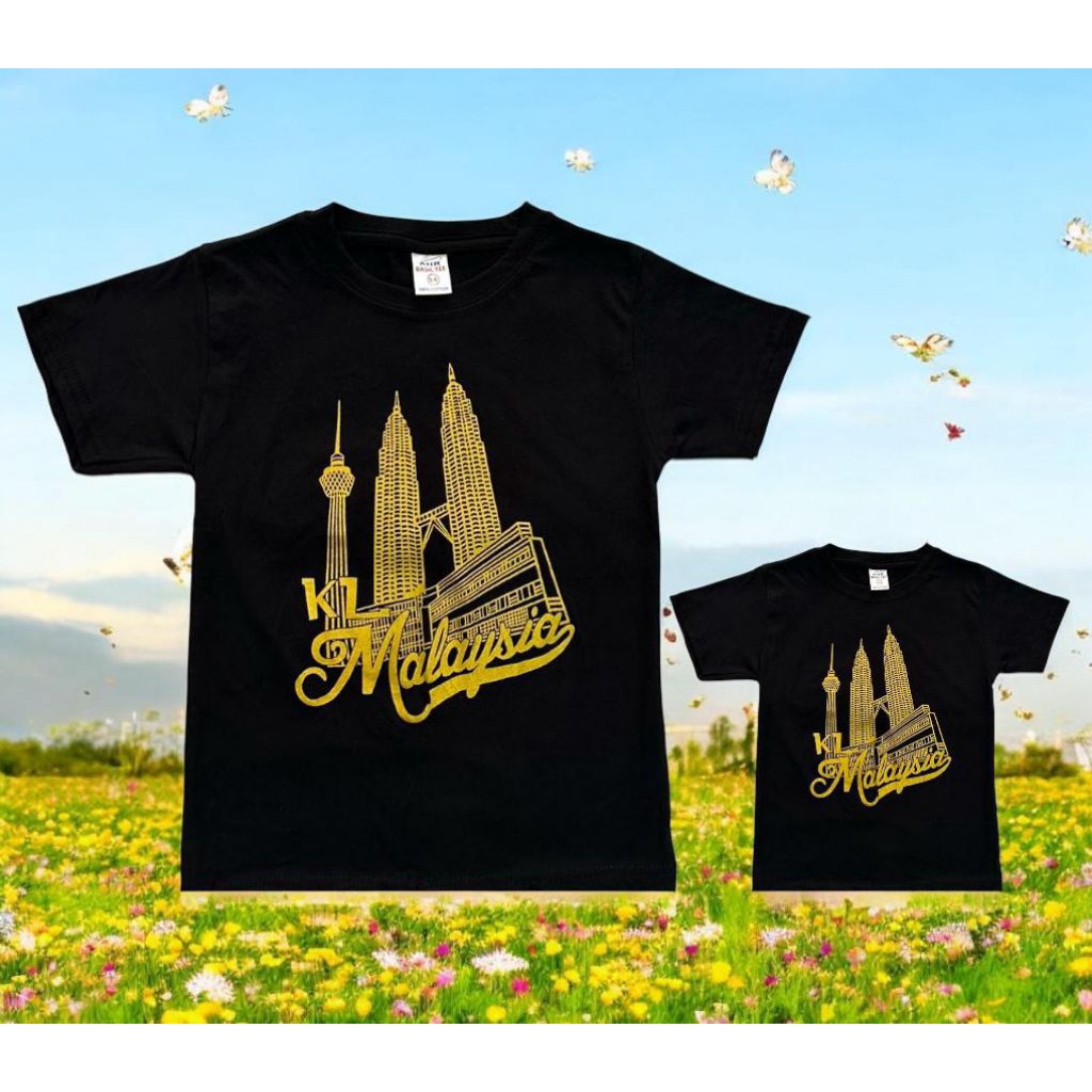 เสื้อยืดพรีเมี่ยมคอกลมเด็กชาย เด็กผู้หญิง n ผู้ใหญ่ unisex KLCC gold คอตตอน 100%