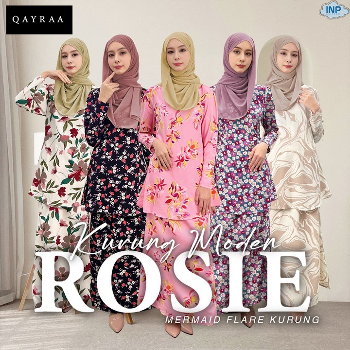 QAYRA ROSIE BAJU KURUNG มีซิป/Kurung Moden Slim/Kurung FLORAL Ironless Baju Kurung Raya 2025/KURUNG 