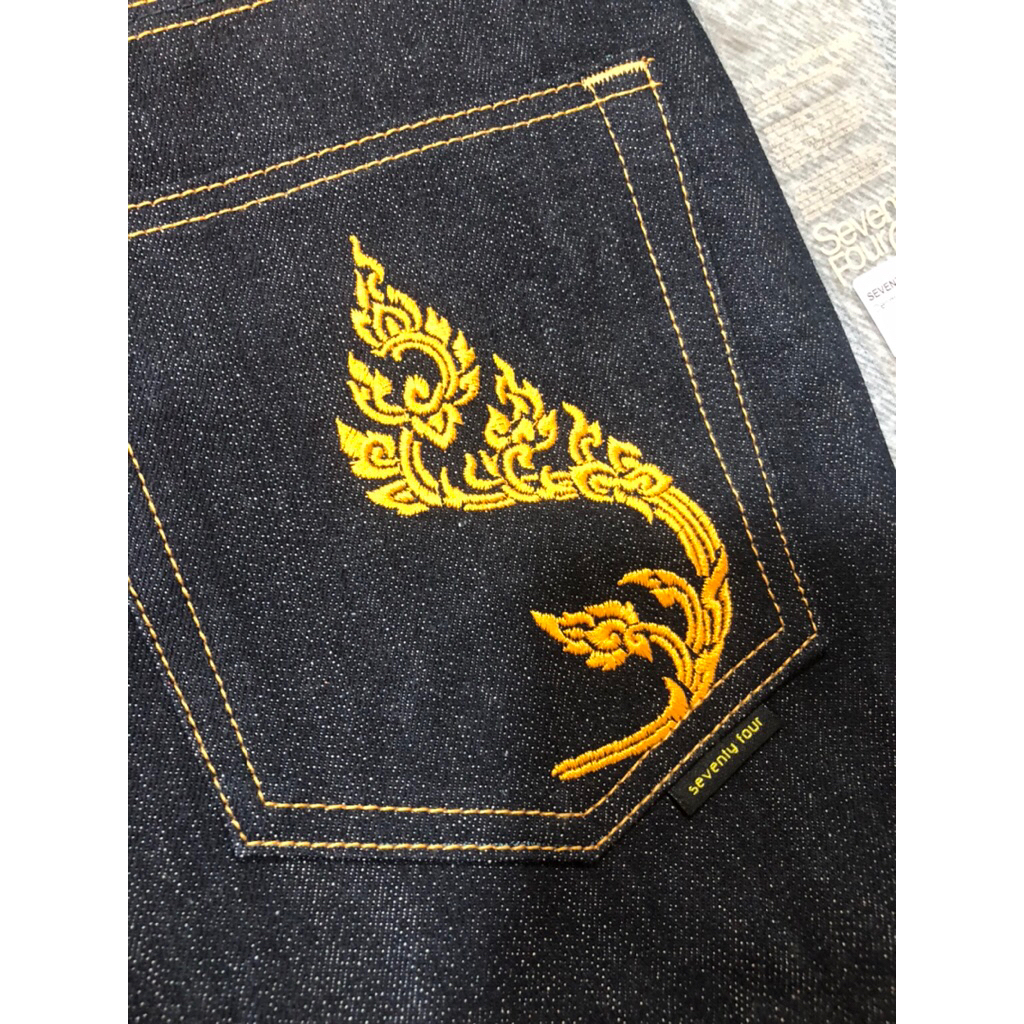 74Denim Slim Fit Mens Jean 74Denim 16oz ปักทองรูปกะเล็ก Slim