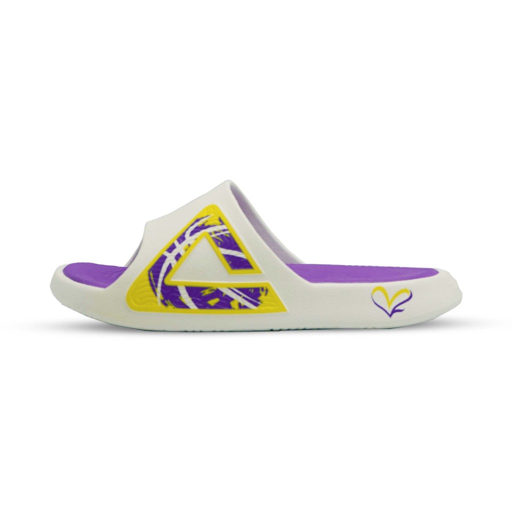 Peak Women Sport Slipper Taichi Slides สีขาว/เหลือง/PURPLE